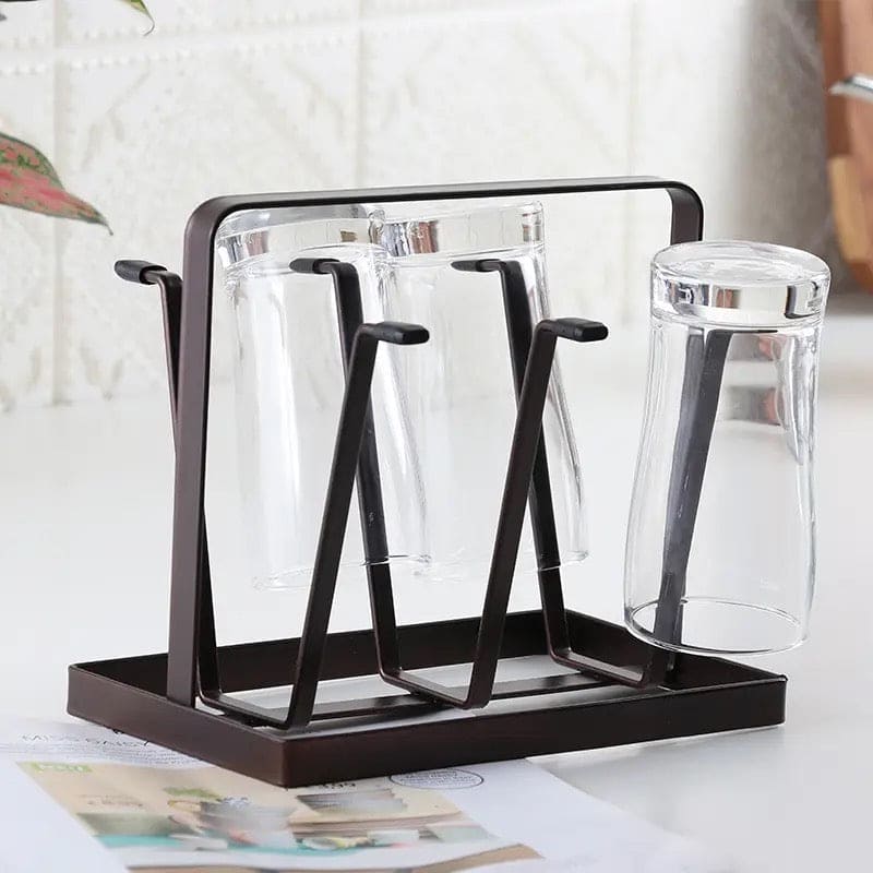 Iron Glass Stand, 6 Hooks Cups Mug Glass Stand Holder, Metal Cup Drying Rack Shelf, Cup Hanging Drainer, Upside Down Cup Drain Rack, Countertop Cup Holder for Bottle, Glass, Mug, Non-Slip Mugs Bottles Organizer For Kitchen Iron Glass Stand, 6 Hooks Cups Mug Glass Stand Holder, Metal Cup Drying Rack Shelf, Cup Hanging Drainer, Upside Down Cup Drain Rack, Countertop Cup Holder for Bottle, Glass, Mug, Non-Slip Mugs Bottles Organizer For Kitchen